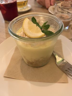 Lemon dessert at Pastva in Prague