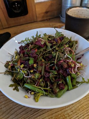 Salad with baked beets + avocado 🥑 at Pastva in Prague