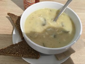 apple potatoe leek soup at Goodies Berlin - Kreuzberg  in Berlin