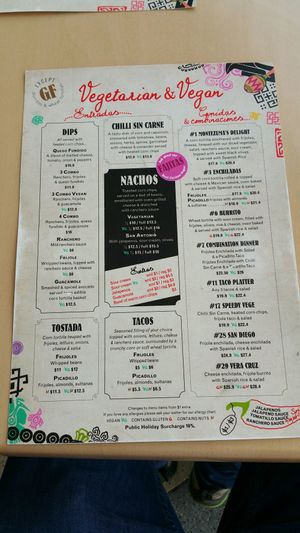Vegetarian and Vegan Menu at Montezuma's in Ipswich