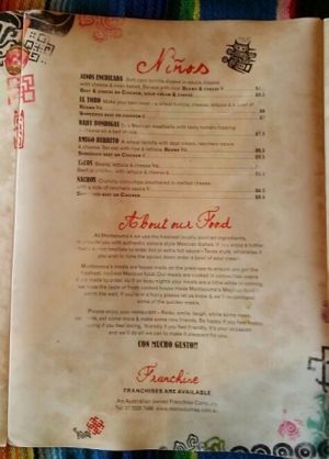 menu 3 at Montezuma's in Kedron