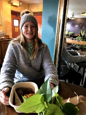My sister and I enjoying a delicious meal together!! at Kindly Kitchen in Boone