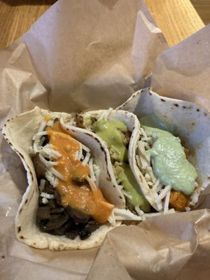 Tacos! (Mushroom, cauliflower, sweet potato)  at Chaia - Georgetown in Washington