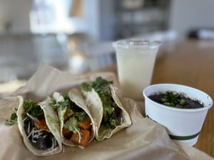 Taco trio and side of beans  at Chaia - Georgetown in Washington