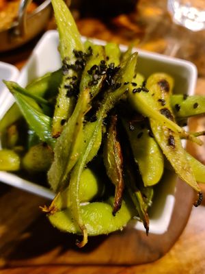 Smoked garlic edamame at Elixiba in Maroochydore