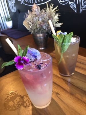 Tasty soft drinks (rose and ginger)  at Elixiba in Maroochydore