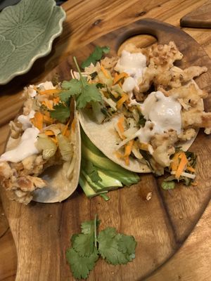 Coconut vegan calamari tacos at Elixiba in Maroochydore