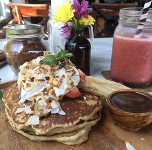 Pancakes + watermelon juice at Pels Supershop in Tibubeneng