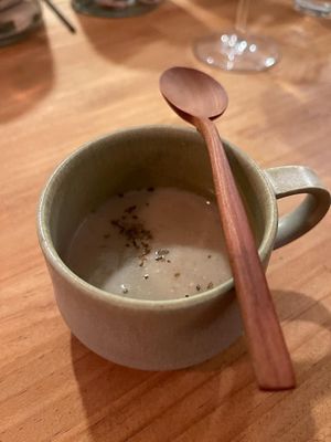 Jerusalem artichoke soup - complimentary between courses  #Veganuary at Kiboko in Tokyo