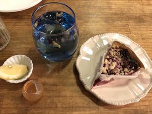 Butterfly tea& Blueberry TART! The tart is so good!!!  at Kiboko in Tokyo