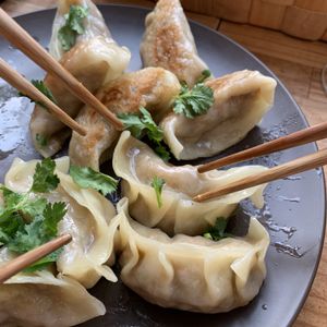 Coriander dumplings at Kiboko in Tokyo