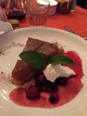 Vegan tarte tatin (without the creme fraiche)! at Crunch Kantine in Berlin