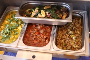Hot Buffet, at least 14 choices daily at Crunch Kantine in Berlin