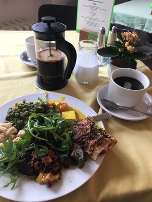 it was amazingly good food, all you can eat for 8,50€ absolutely recommend this place  at Crunch Kantine in Berlin