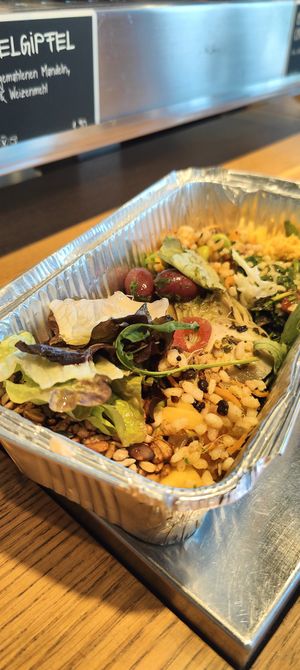 I forgot to photograph the meals we had in (too tasty to wait) but this is CHF 9 worth of food at takeaway rate at Tibits in Luzern