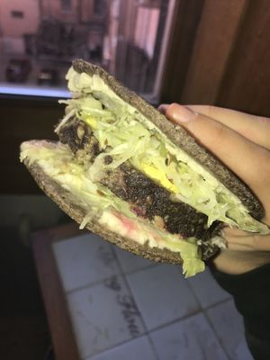 Vegan raw burger at Ecru in Rome