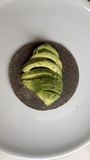 Raw bread avocado   at Ecru in Rome