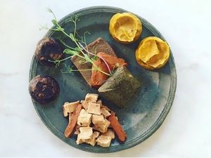 We present you our great mix of fermented dry fuit cheese with black pepper and sage; curry and fresh turmeric; sweet paprika; pumpkin seed; with walnuts and feta almond cheese. Perfect match with a good natural wine, after a rainy morning. 
 at Ecru in Rome