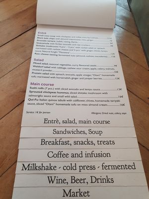 Menu at Ecru in Rome