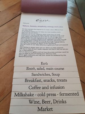 Menu at Ecru in Rome