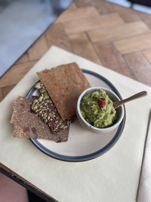 Guacamole and crackers   at Ecru in Rome