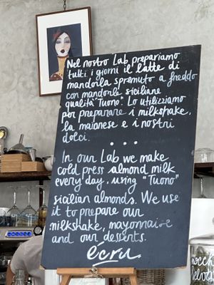 Fresh made delicious almond milk   at Ecru in Rome