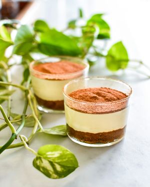 Tiramisù with almond and coffee base + cashew, almond and cocoa cream at Ecru in Rome