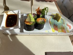 Sushi roll (half is eaten!)  at Ecru in Rome