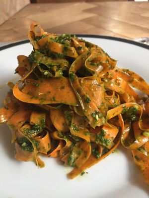 Carrot Tagliatelle with Rucola Pesto at Ecru in Rome