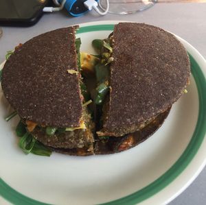 vegan sweet pepper burger at Ecru in Rome