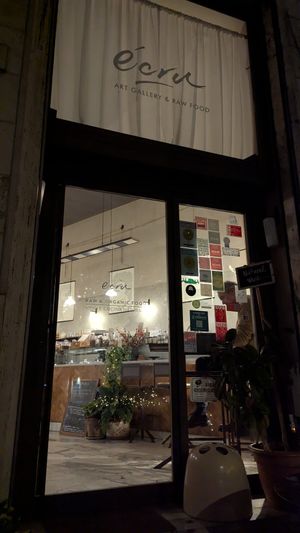 The front door of the restaurant at Ecru in Rome