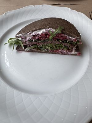 Half (shared) of the kimchi burger   at Ecru in Rome