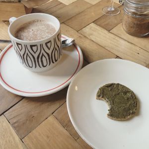 coffee and raw biscuit at Ecru in Rome