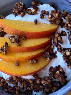 cashew yogurt with fruit + granola at Ecru in Rome