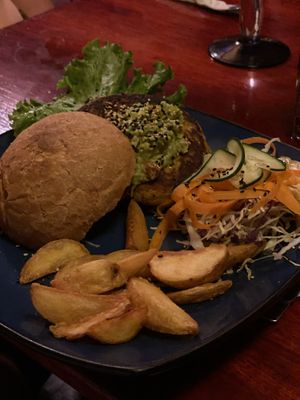 vegan burger  at Madre Tierra in Puerto Viejo De Talamanca