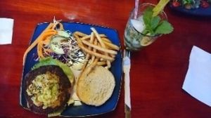 Vegan burger at Madre Tierra in Puerto Viejo De Talamanca