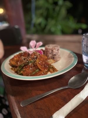 Carribean sauce vegan  at Madre Tierra in Puerto Viejo De Talamanca