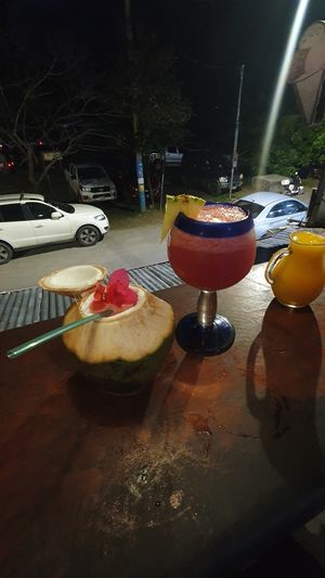 Watermelon smoothie in coconut water at Madre Tierra in Puerto Viejo De Talamanca