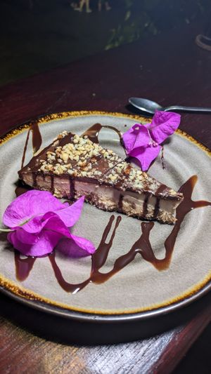Snickers cake. Wow. at Madre Tierra in Puerto Viejo De Talamanca