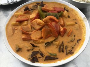 Duck curry from specials  at Veganic Thai Cafe in San Diego