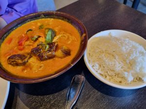 Red curry at Veganic Thai Cafe in San Diego