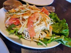 Som tom salad at Veganic Thai Cafe in San Diego