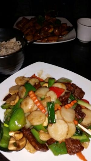 cashew mock chicken  at Veganic Thai Cafe in San Diego