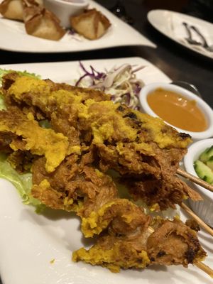 Satay skewers  at Veganic Thai Cafe in San Diego