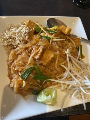 Pad Thai with Fried Tofu (I recommend)   at Veganic Thai Cafe in San Diego