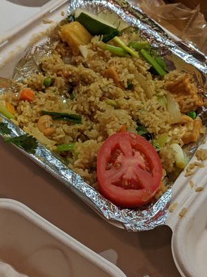 Pineapple fried rice at Veganic Thai Cafe in San Diego