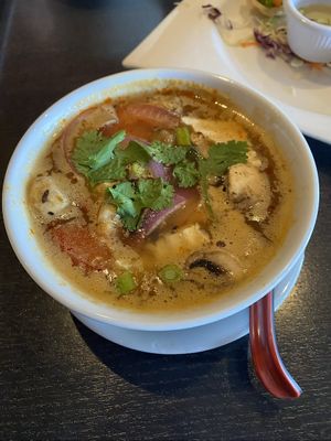 Small tom yum soup  at Veganic Thai Cafe in San Diego