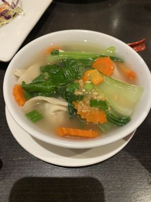 wonton soup  at Veganic Thai Cafe in San Diego