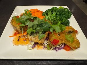 Three Flavors Fish at Veganic Thai Cafe in San Diego