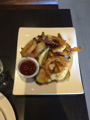 mixed vegetable tempura...so good at Veganic Thai Cafe in San Diego
